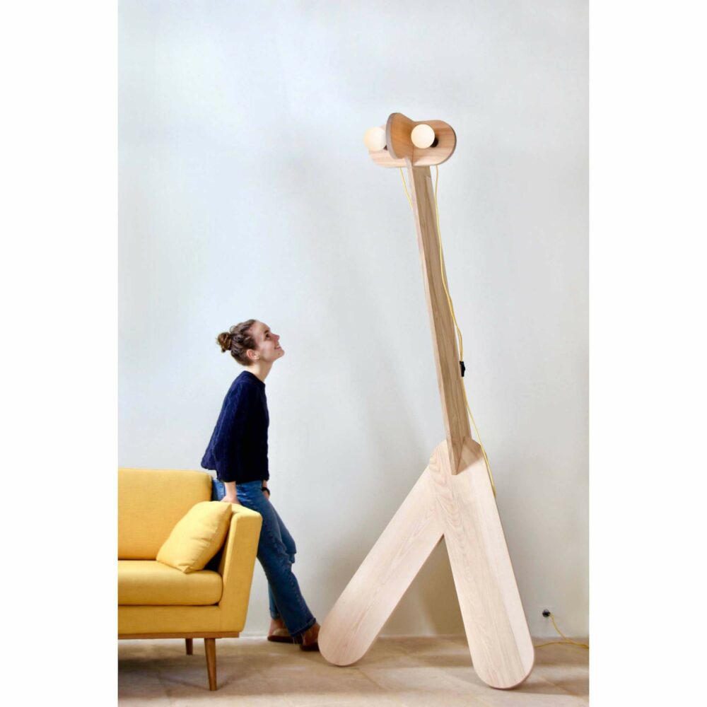lampe girafe alto duo design fabriquee en france frene lampe sur pied geante