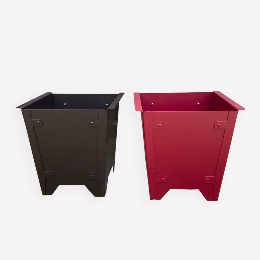 alto duo caisse a oranger design fabriquée en france metal duo marron et rouge