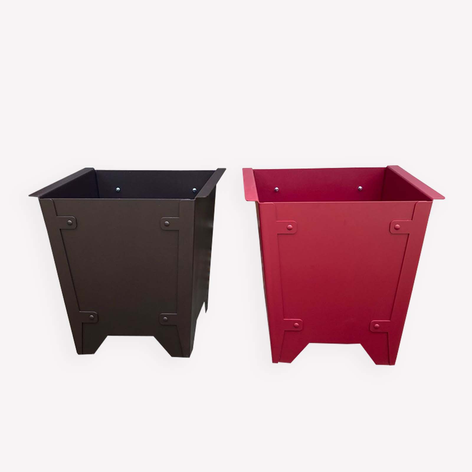 alto duo caisse a oranger design fabriquée en france metal duo marron et rouge
