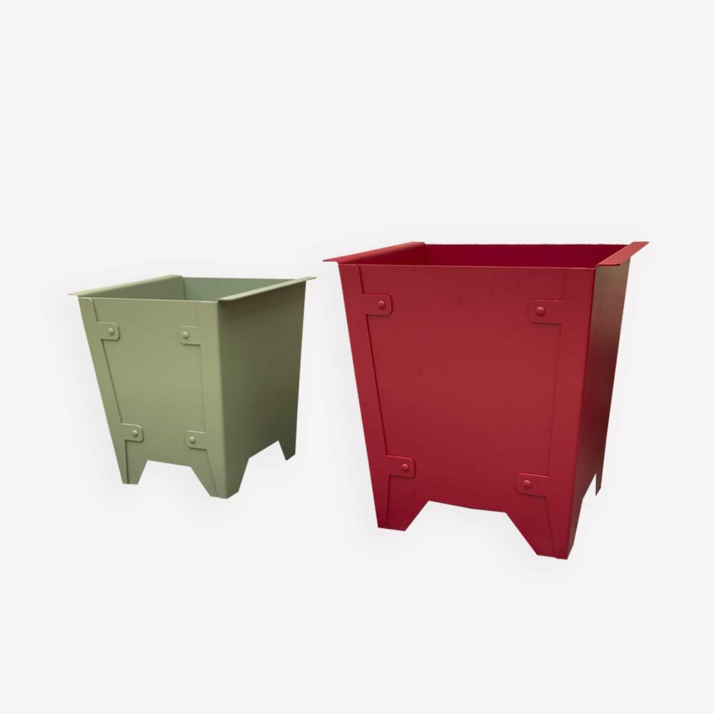alto duo caisse a oranger design fabriquée en france metal duo vert et rouge